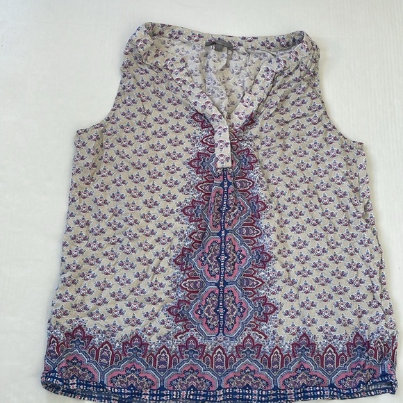Saint Tropez West Gray Purple Floral Sleeveless Tank Top Large - Picture 13 of 14
